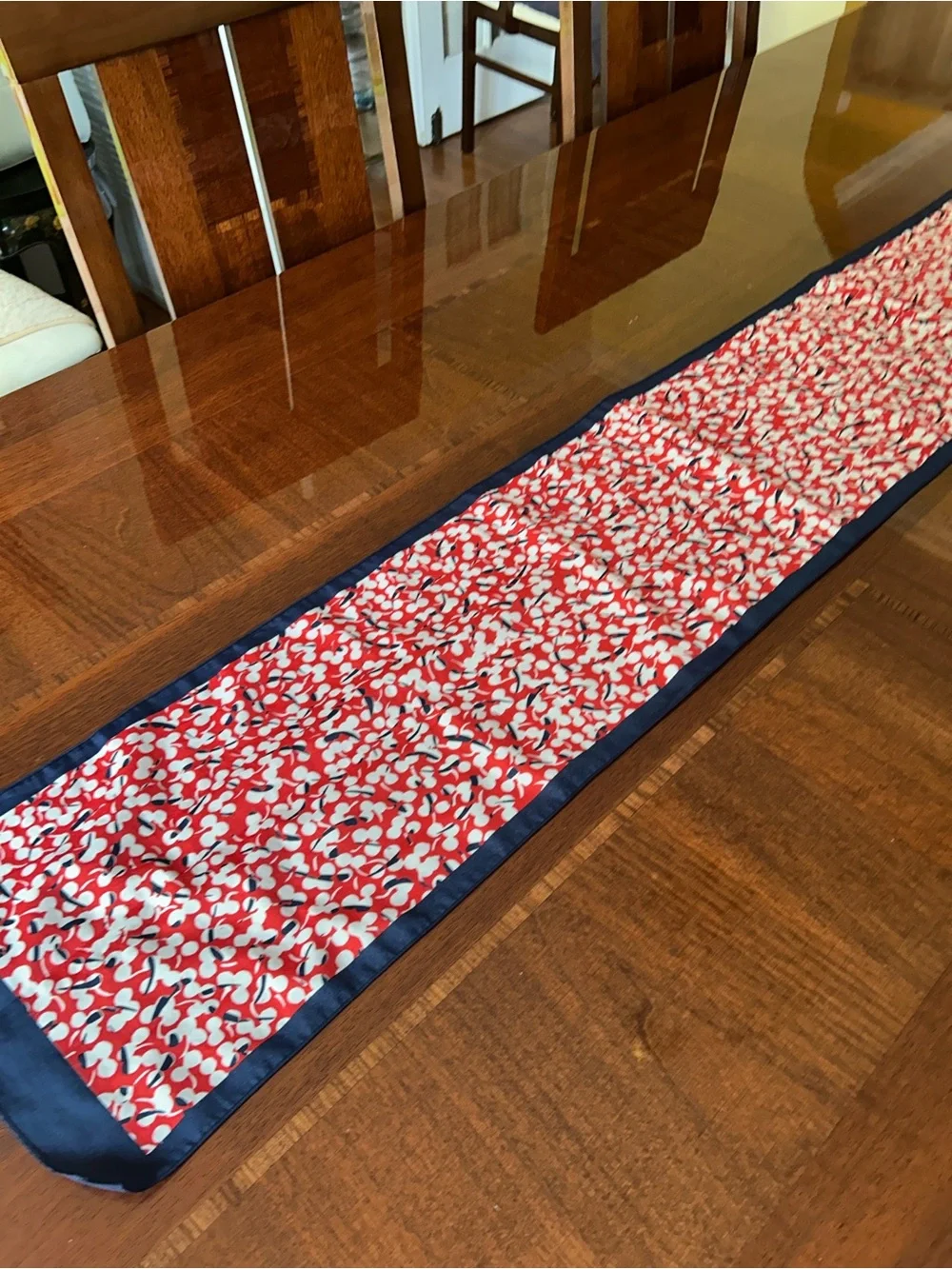 Red, Navy & White Patterned Women's Scarf 10“ x 51“